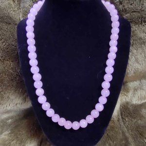 Rose quartz beaded necklace - 20"